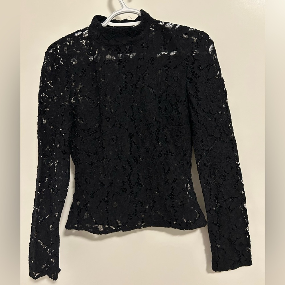 Zara Black Fitted Embellished Blouse